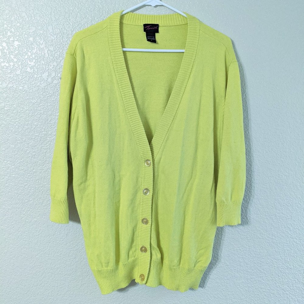 Torrid Neon Yellow Heavy Knit 3/4 sleeve sweater